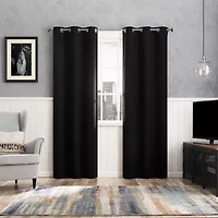 Sun Zero Glynn Magnetic Closure Grommet Top 100% Blackout Set of 2 Curtain Panel
