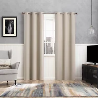Sun Zero Glynn Magnetic Closure Grommet Top 100% Blackout Set of 2 Curtain Panel