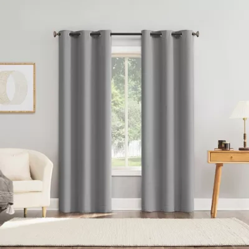 Sun Zero Glynn Magnetic Closure Grommet Top 100% Blackout Set of 2 Curtain Panel