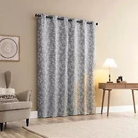 Sun Zero Glynn Gaia Woven Floral Magnetic Closure Grommet Top Energy Saving 100% Blackout Set of 2 Curtain Panel