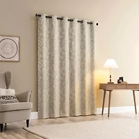 Sun Zero Glynn Gaia Woven Floral Magnetic Closure Grommet Top Energy Saving 100% Blackout Set of 2 Curtain Panel