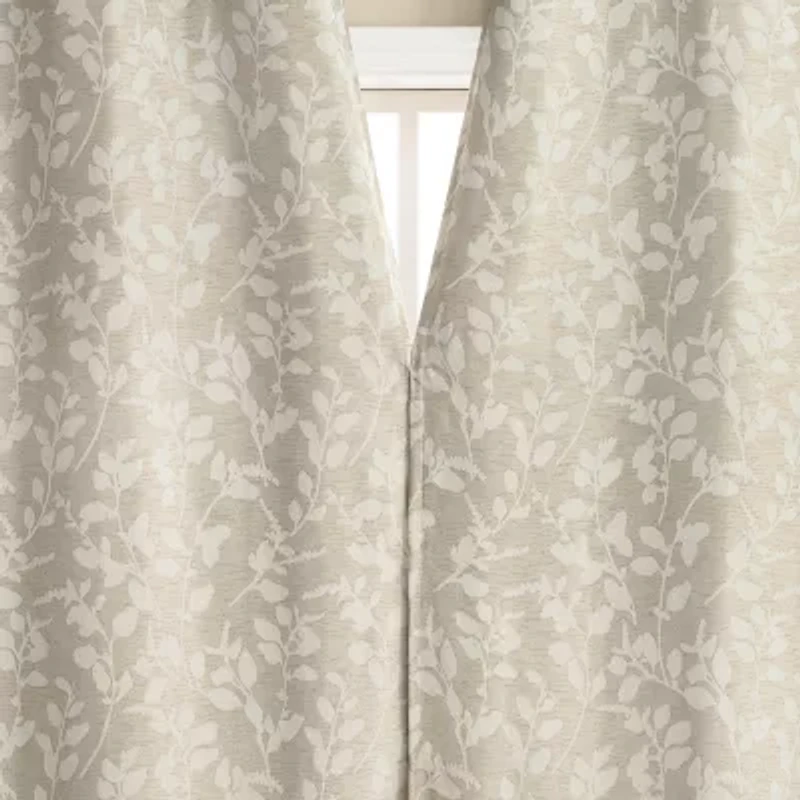Sun Zero Glynn Gaia Woven Floral Magnetic Closure Grommet Top Energy Saving 100% Blackout Set of 2 Curtain Panel