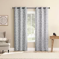 Sun Zero Glynn Gaia Woven Floral Magnetic Closure Grommet Top Energy Saving 100% Blackout Set of 2 Curtain Panel