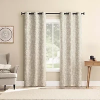 Sun Zero Glynn Gaia Woven Floral Magnetic Closure Grommet Top Energy Saving 100% Blackout Set of 2 Curtain Panel