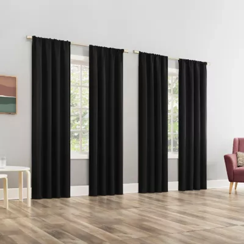 Sun Zero Dasan Rod Pocket Grommet Top Blackout Set of 4 Curtain Panel