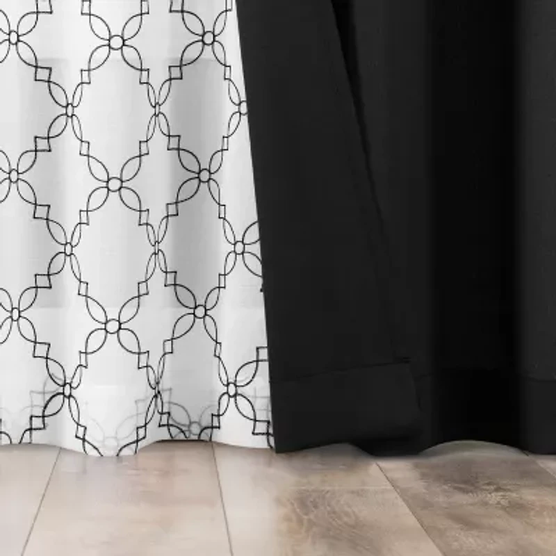 No 918 Harmon Embroidered Grommet Top Light-Filtering Set of 4 Curtain Panel