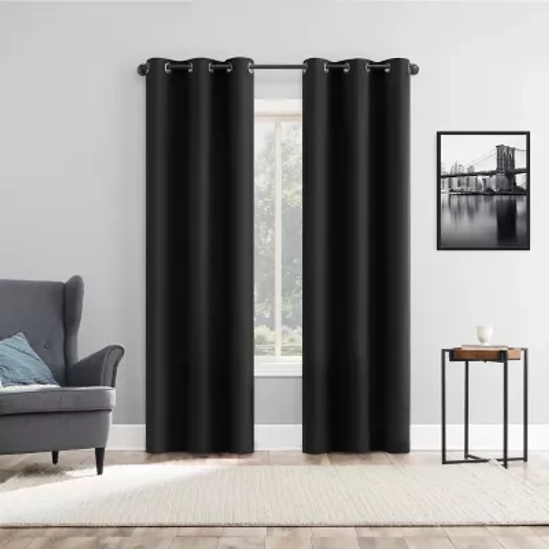 No 918 Harmon Embroidered Grommet Top Light-Filtering Set of 4 Curtain Panel