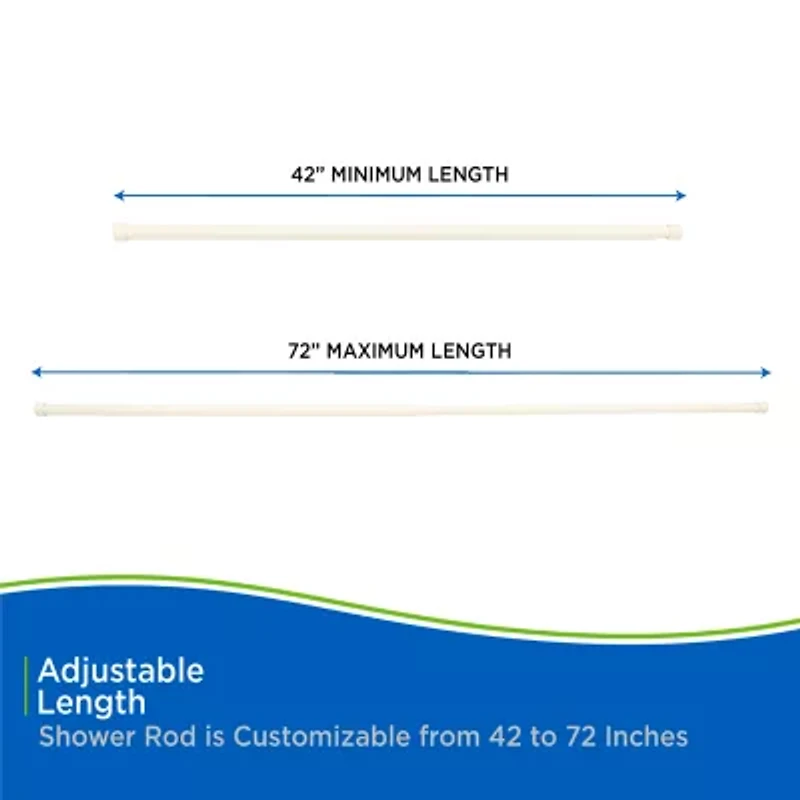Kenney Twist & Fit No Tools 42-72 Adjustable Spring Tension Shower Curtain Rod
