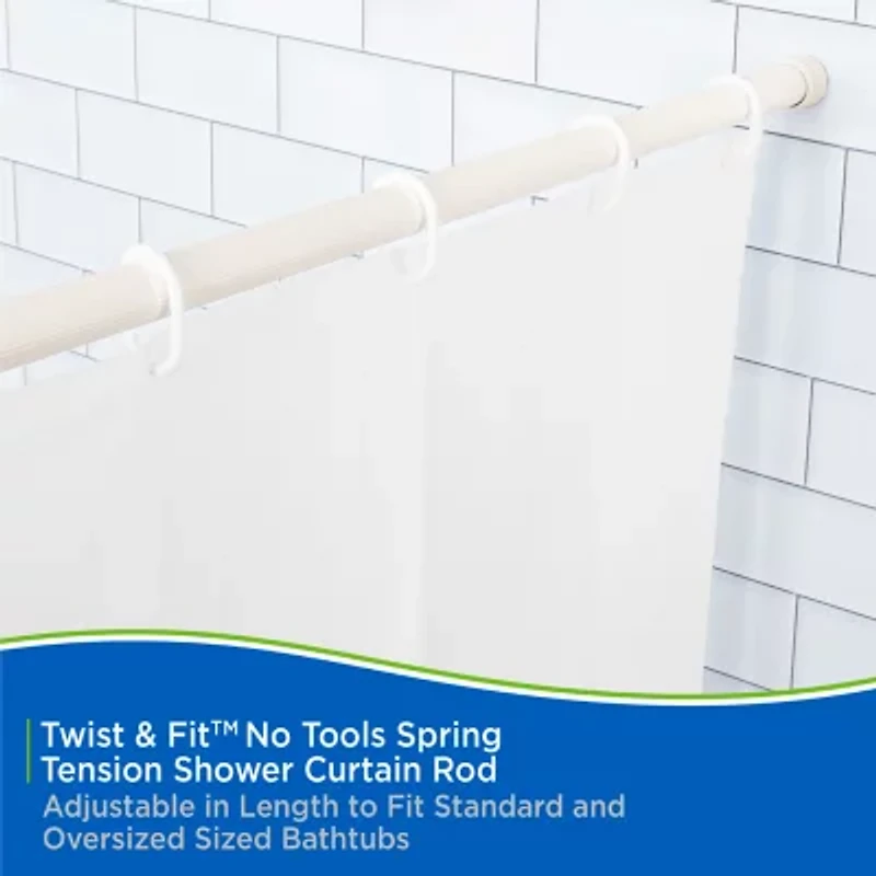 Kenney Twist & Fit No Tools 42-72 Adjustable Spring Tension Shower Curtain Rod