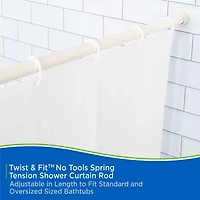 Kenney Twist & Fit No Tools 42-72 Adjustable Spring Tension Shower Curtain Rod