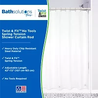 Kenney Twist & Fit No Tools 42-72 Adjustable Spring Tension Shower Curtain Rod