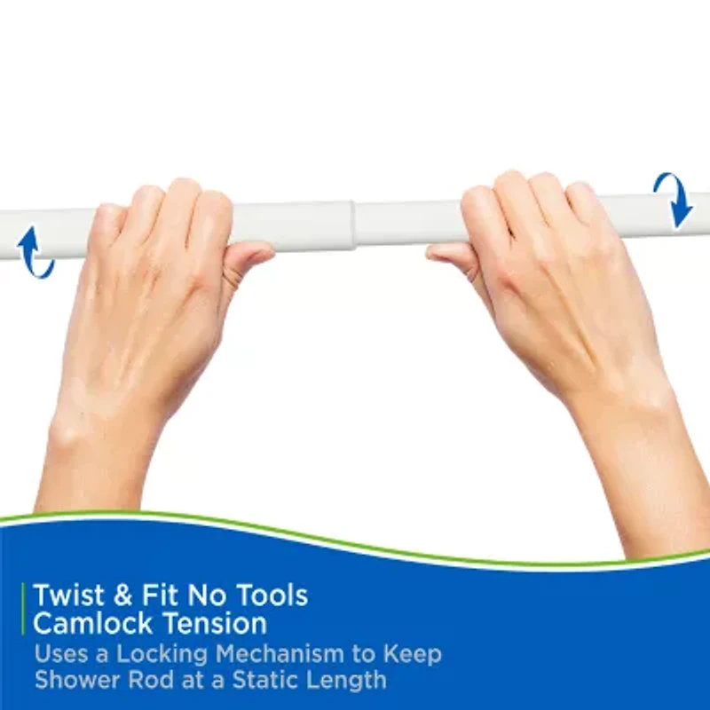 Kenney Twist & Fit No Tools 24-40 IN Adjustable Tension Stall Shower Curtain Rod