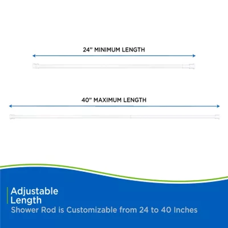 Kenney Twist & Fit No Tools 24-40 IN Adjustable Tension Stall Shower Curtain Rod