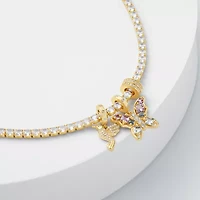 Sparkle Allure Charm Womens Multi Color Cubic Zirconia 14K Gold Over Brass Butterfly 8 1/2 Inch Tennis Bracelet