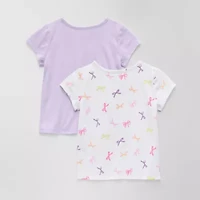 Okie Dokie Toddler & Little Girls Round Neck Short Sleeve 2-pc. T-Shirt