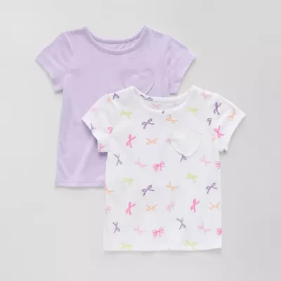 Okie Dokie Toddler & Little Girls Round Neck Short Sleeve 2-pc. T-Shirt
