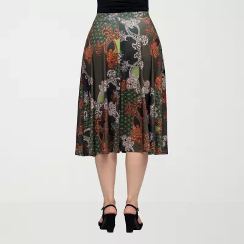 24seven Comfort Apparel Womens Midi A-Line Skirt