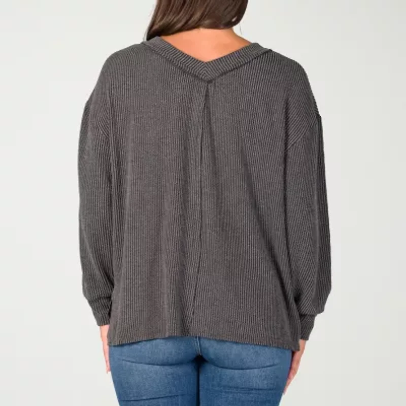 24seven Comfort Apparel Womens V Neck Long Sleeve Blouse