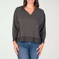 24seven Comfort Apparel Womens V Neck Long Sleeve Blouse