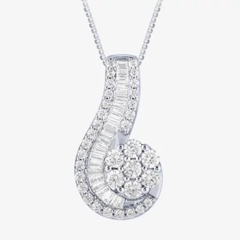 Diamond Blossom (G / Si2) Womens 2 CT. T.W. Lab Grown White 10K Gold 18 Inch Pendant Necklace