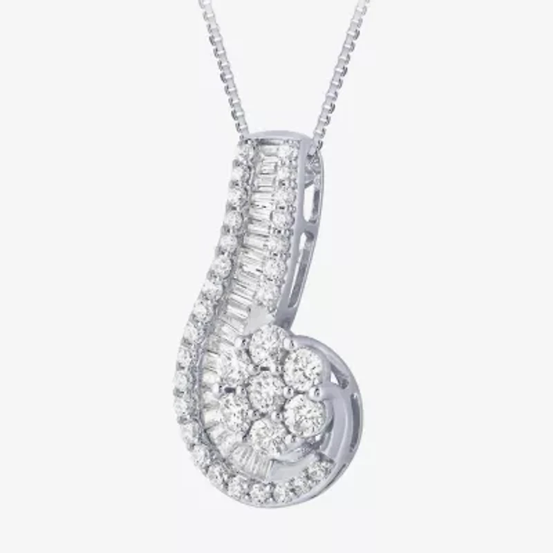 Diamond Blossom (G / Si2) Womens 2 CT. T.W. Lab Grown White 10K Gold 18 Inch Pendant Necklace