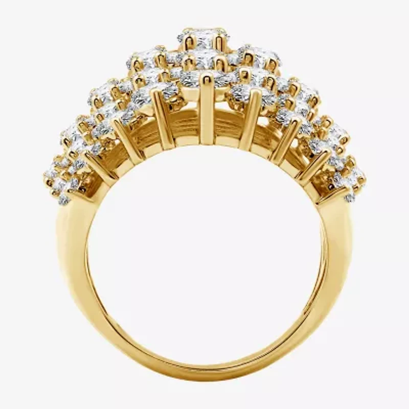 (H-I / Si2-I1) Womens 5 CT. T.W. Lab Grown White Diamond 10K Gold Cluster Cocktail Ring