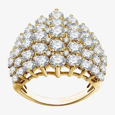 (H-I / Si2-I1) Womens 5 CT. T.W. Lab Grown White Diamond 10K Gold Cluster Cocktail Ring