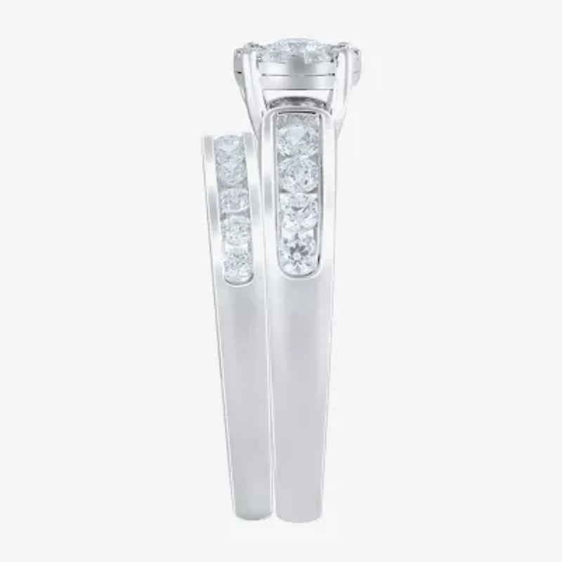 Round 1 CT.T.W. Natural Diamond Side Stone Bridal Set 10K or 14K Gold