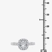 I Said Yes (G / Si1-Si2) Womens 1 1/2 CT. T.W. Lab Grown White Diamond Sterling Silver Cushion Side Stone Halo Bridal Set