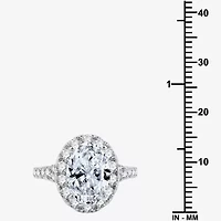 (G / Si1-Si2) Womens 5 CT. T.W. Lab Grown White Diamond 14K Gold Oval Side Stone Halo Bridal Set