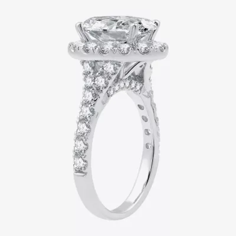 (G / Si1-Si2) Womens 5 CT. T.W. Lab Grown White Diamond 14K Gold Oval Side Stone Halo Bridal Set