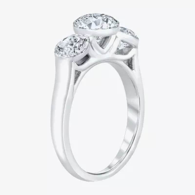 Floating Diamonds (F / Vs2) Womens 3 CT. T.W. Lab Grown White Diamond 14K Gold 3-Stone Engagement Ring