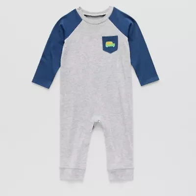 Okie Dokie Baby Boys Round Neck Long Sleeve Jumpsuit