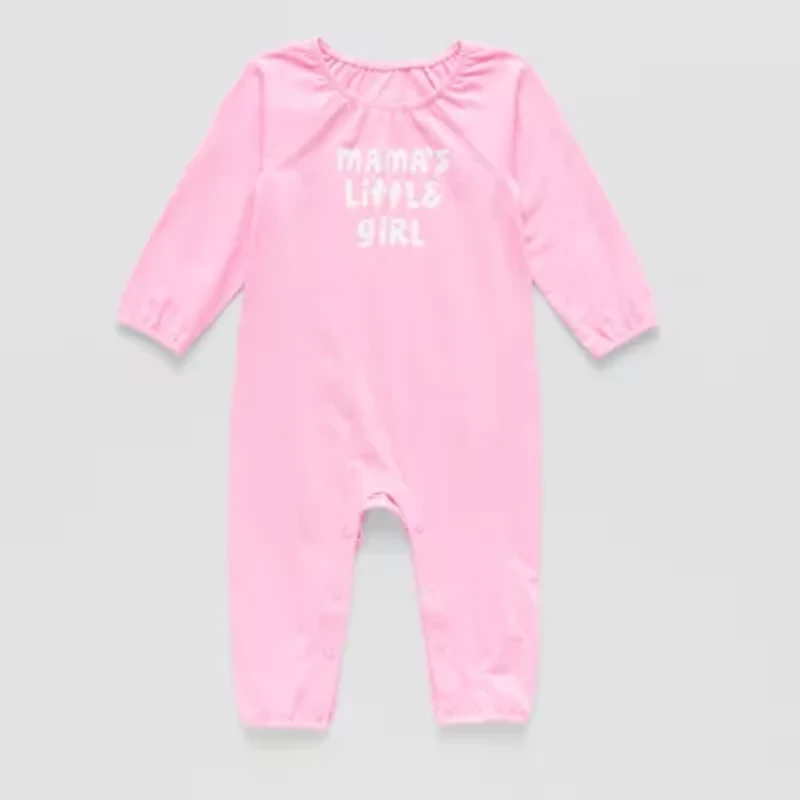Okie Dokie Baby Girls Round Neck Long Sleeve Jumpsuit