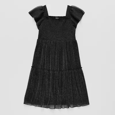 Thereabouts Little & Big Kid Girls Shimmer Short Sleeve A-Line Dress