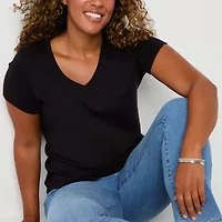 St. John's Bay Womens Tall V Neck Short Sleeve T-Shirt