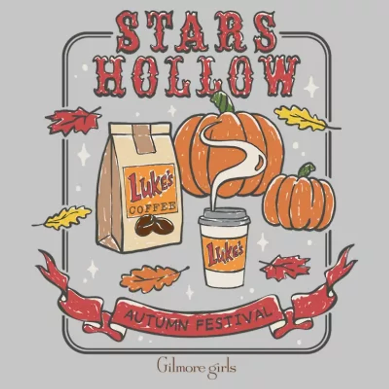 Gilmore Girls Stars Hallow Autumn Tee Womens Juniors Crew Neck Short Sleeve Classic Fit Graphic T-Shirt