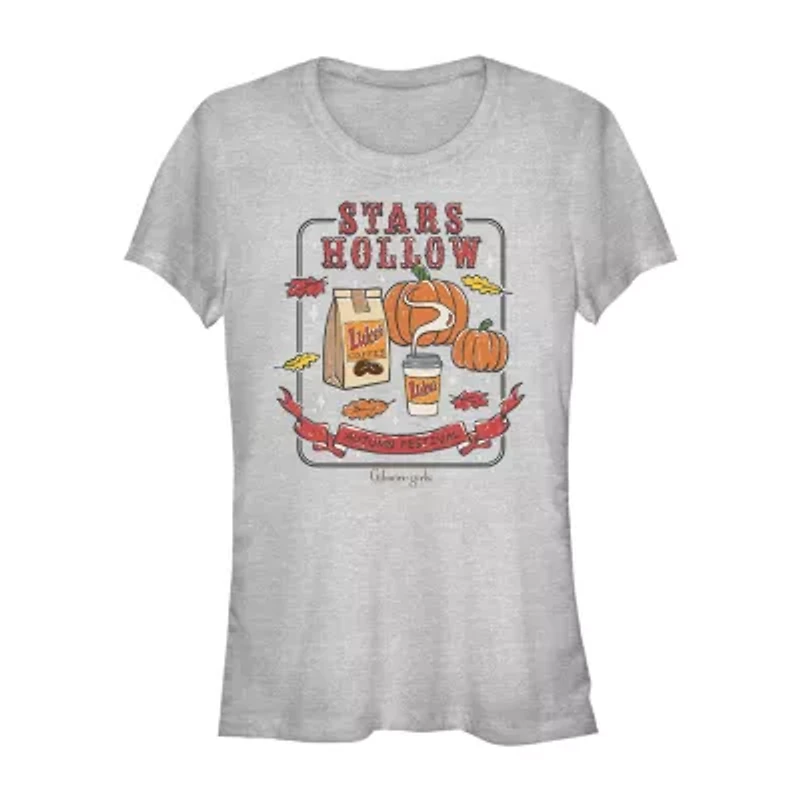Gilmore Girls Stars Hallow Autumn Tee Womens Juniors Crew Neck Short Sleeve Classic Fit Graphic T-Shirt