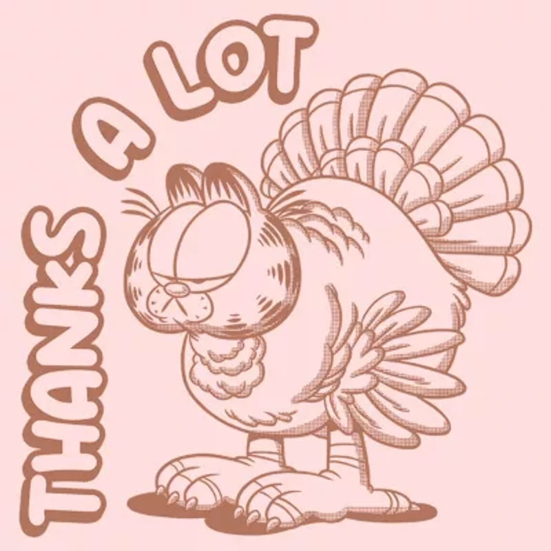 Garfield Thanksgiving Thanks Turkey Womens Juniors Crew Neck Short Sleeve Classic Fit Graphic T-Shirt