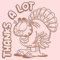 Garfield Thanksgiving Thanks Turkey Womens Juniors Crew Neck Short Sleeve Classic Fit Graphic T-Shirt