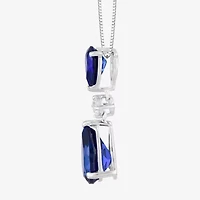 Womens Lab Created Blue Sapphire Sterling Silver Pear 18 Inch Pendant Necklace