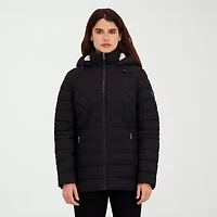 Hfx Womens Faux Fur Water Resistant Midweight Puffer Jacket