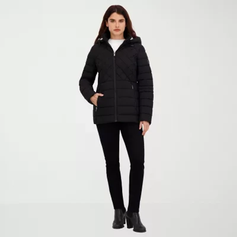 Hfx Womens Faux Fur Water Resistant Midweight Puffer Jacket