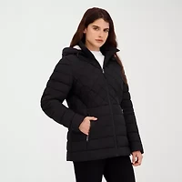Hfx Womens Faux Fur Water Resistant Midweight Puffer Jacket