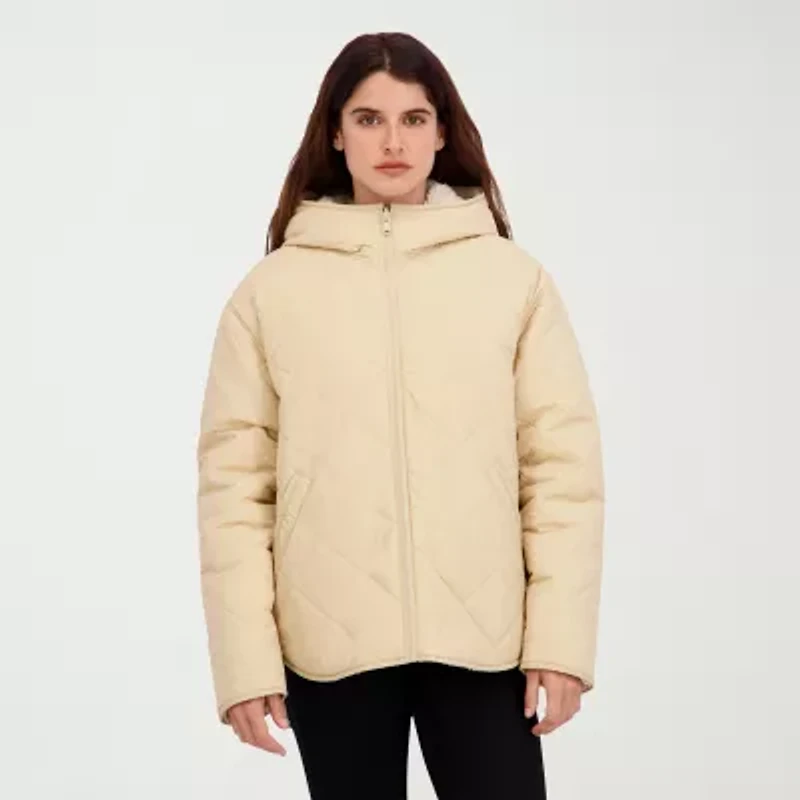 Hfx Womens Faux Fur Water Resistant Midweight Quilted Jacket