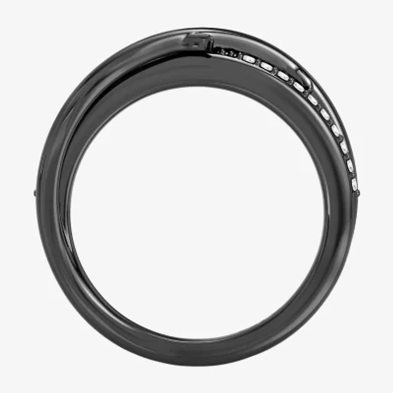 Enchanted Disney Fine Jewelry I, I2 Womens 1/4 CT. T.W. Lab Grown White Diamond Sterling Silver Round Maleficent Crossover Cocktail Ring