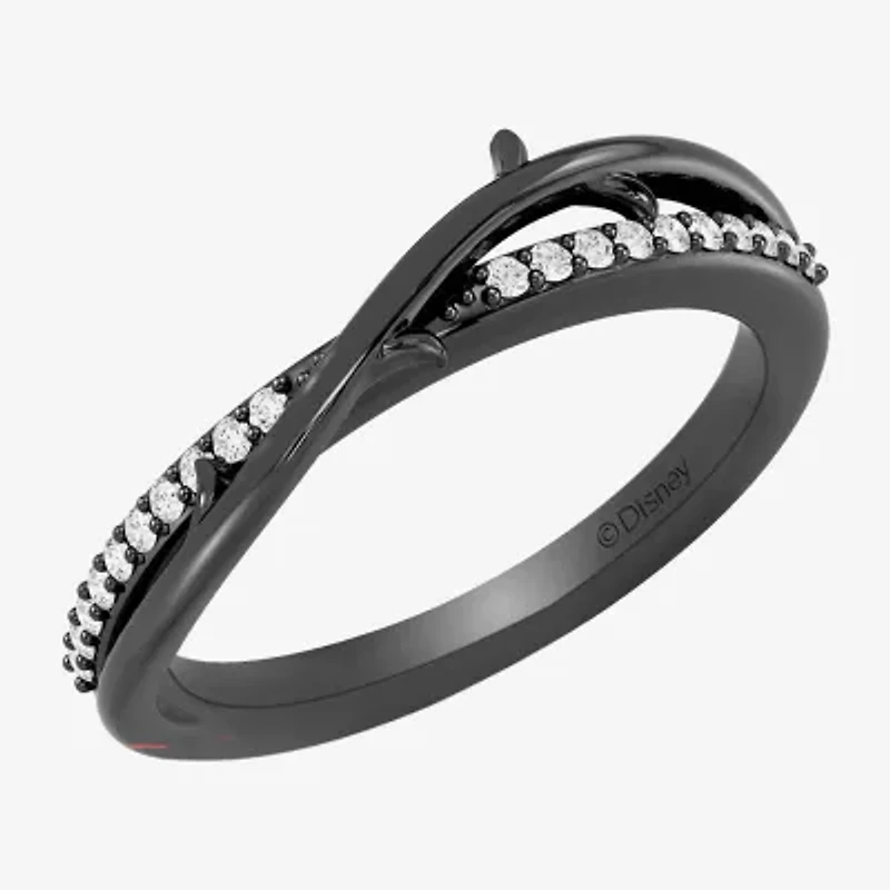 Enchanted Disney Fine Jewelry I, I2 Womens 1/4 CT. T.W. Lab Grown White Diamond Sterling Silver Round Maleficent Crossover Cocktail Ring