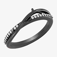 Enchanted Disney Fine Jewelry I, I2 Womens 1/4 CT. T.W. Lab Grown White Diamond Sterling Silver Round Maleficent Crossover Cocktail Ring