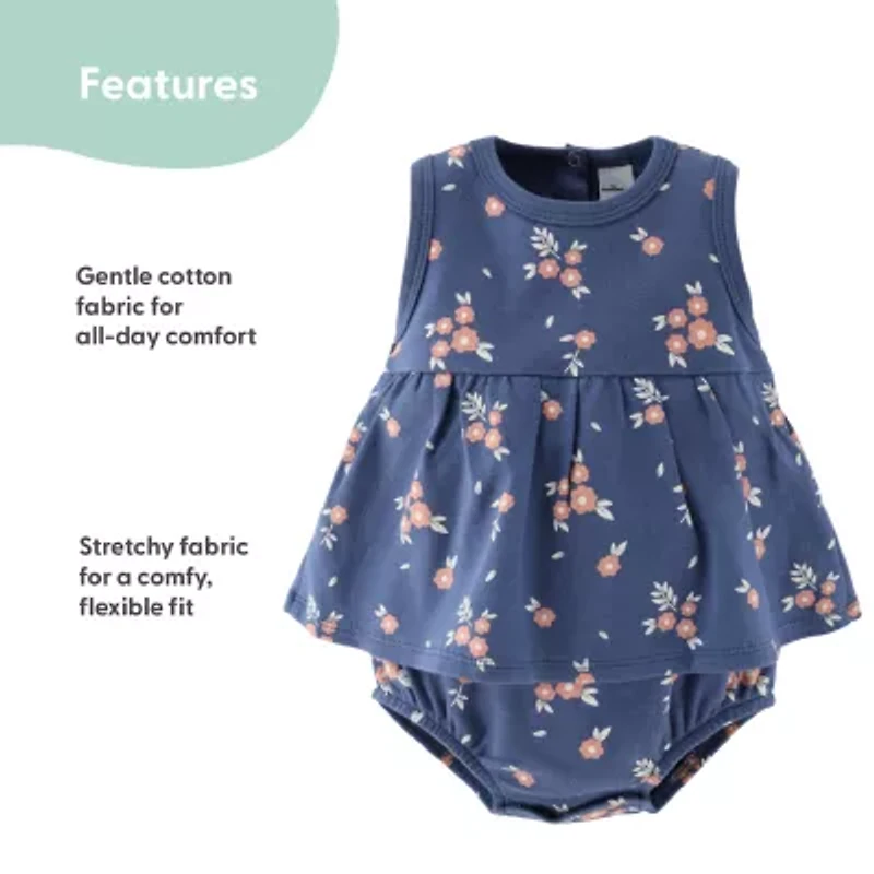 The Peanutshell Baby Girls Sleeveless Floral 2-pc. Romper