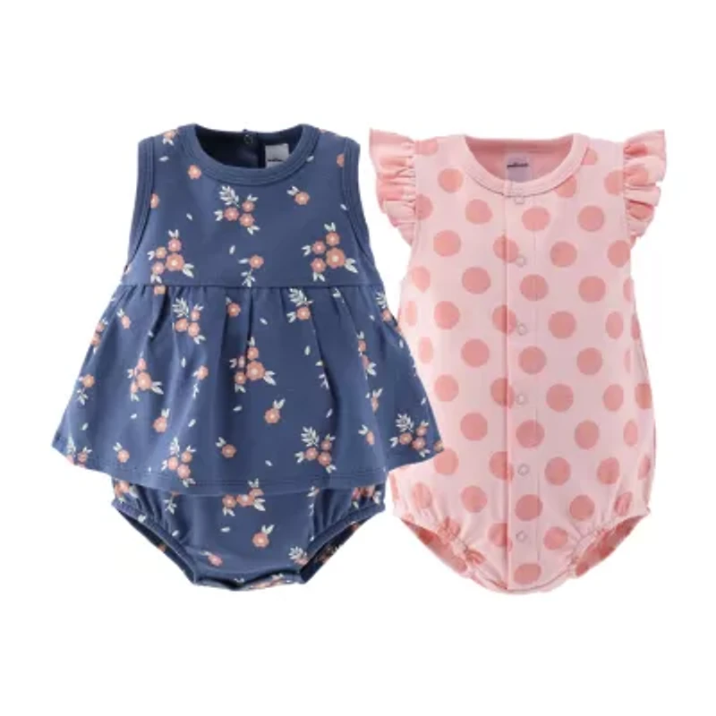 The Peanutshell Baby Girls Sleeveless Floral 2-pc. Romper